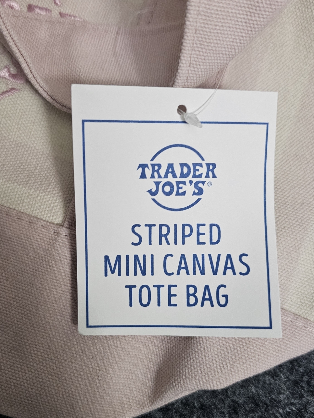 Trader Joe's Pink Striped Canvas Tote Bag Limited Edition Summer 2026 New - Picture 2 of 3